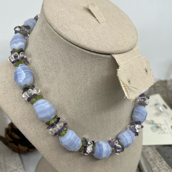 Ross-Simons Gemstone Cluster Necklace – Blue Agate, Amethyst, Peridot, Quartz - Picture 5 of 17